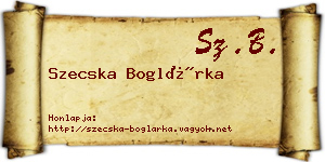 Szecska Boglárka névjegykártya